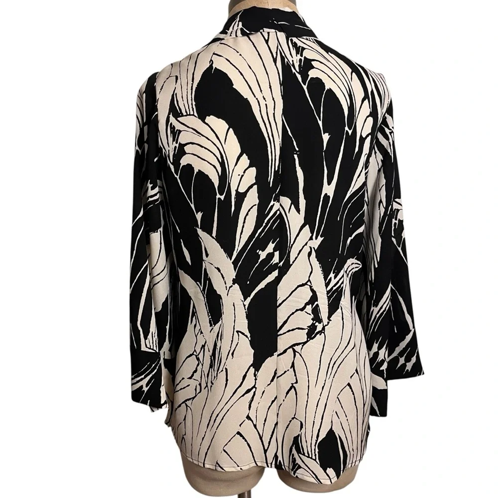Harari 100% Silk Abstract Print Open Front Jacket / Cardigan Kimono – Size L - Picture 8 of 10